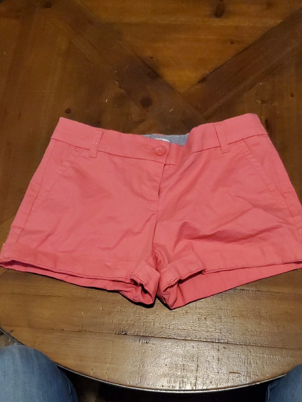 crown & ivy Coral Pink High-Waist Chino Shorties